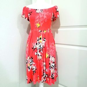 Torrid Off Shoulder Floral Dress Orange Plus Size 0